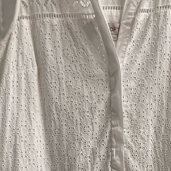 ANN TAYLOR LOFT Sleeveless White Eyelet Tunic Dress Sz 6