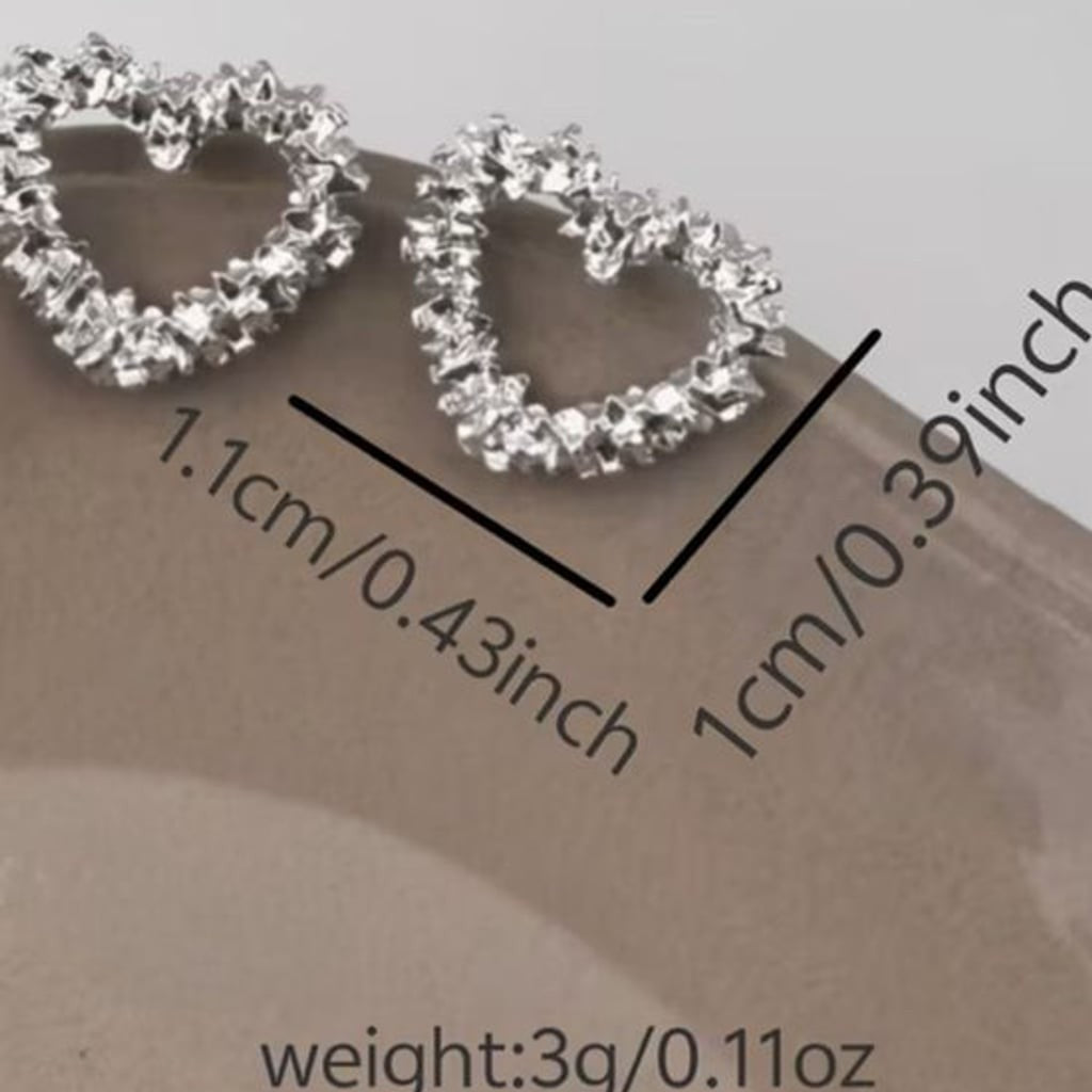 Dazzling Heart Cluster Stud Earrings - Silver Tone