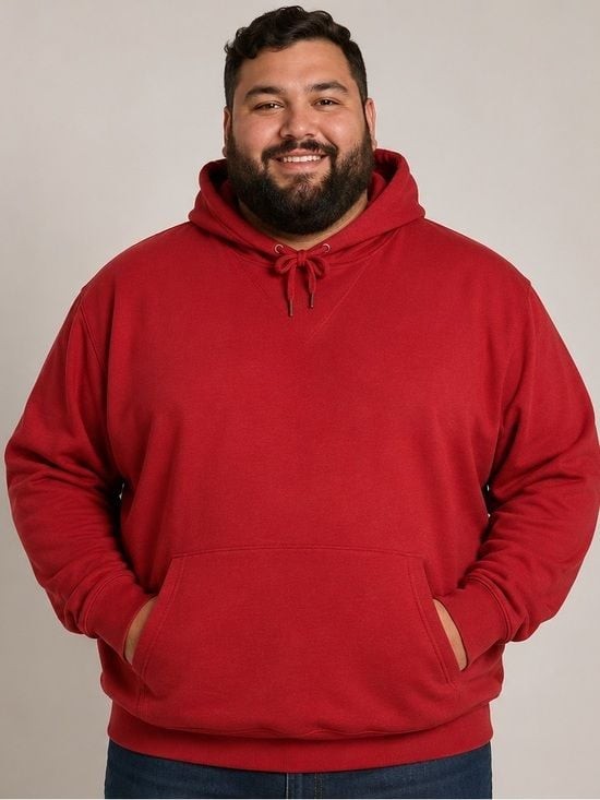 Jawhart Plaza 2XL Men's Red Pullover Hoodie with Kangaroo Pocket -