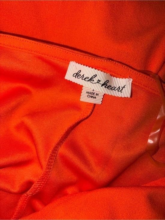 Derek Heart Bright Orange Asymmetrical Surplice Dress Small