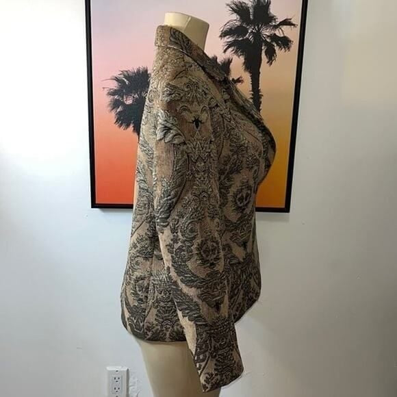 KASPER Textured Gold Black Paisley Classic Blazer Size 12