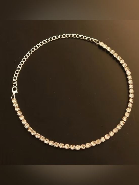 Bling Refined Silver Crystal Choker Necklace