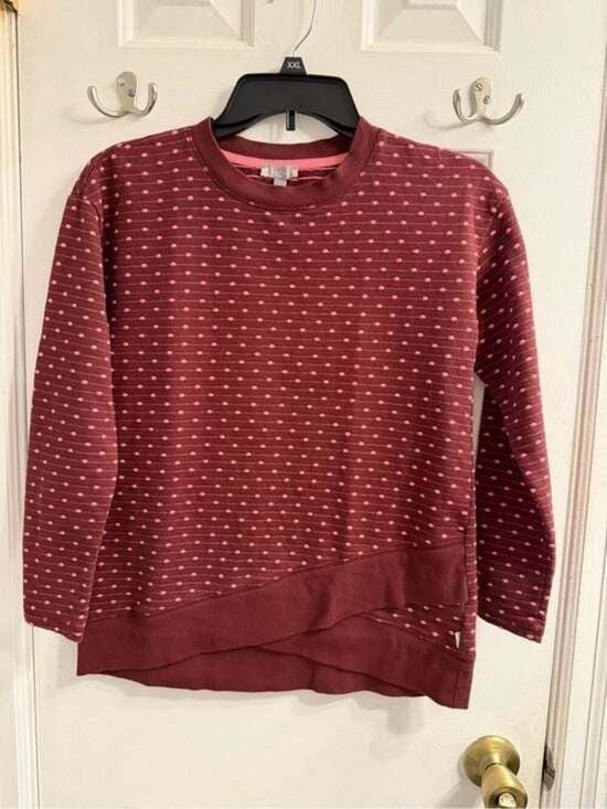 Talbots Women's Burgundy Dot-Textured Crewneck Sweater Small Petite