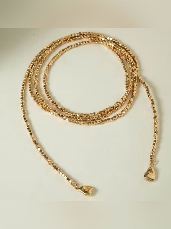 Layered Gold Lariat Choker Necklace