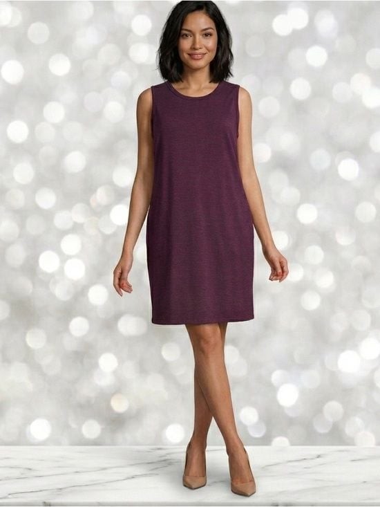 32 Degrees Sleeveless Scoop Neck Midi Dress with Pockets - Plum XL