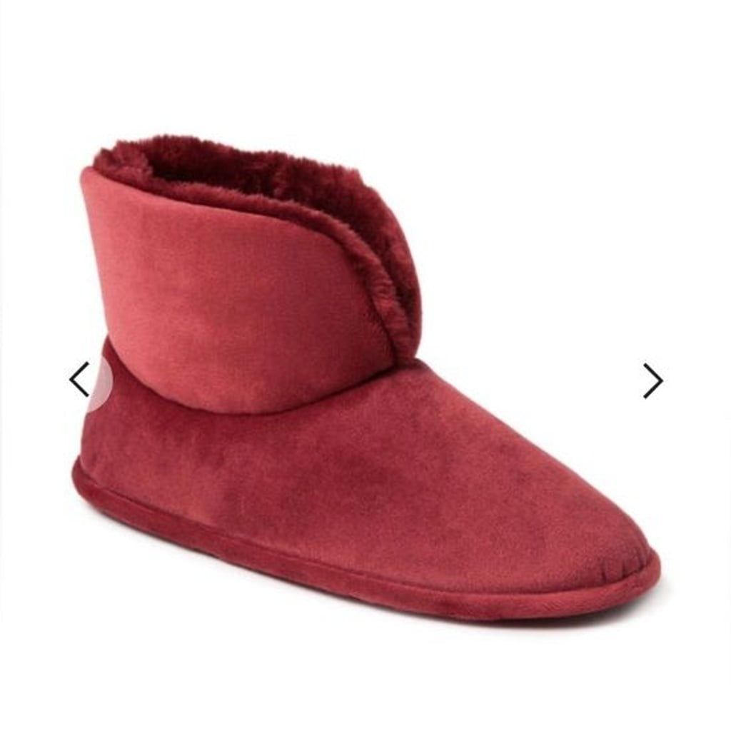 dearfoams Red Plush-Lined Slip-On Slippers Size L 9/10