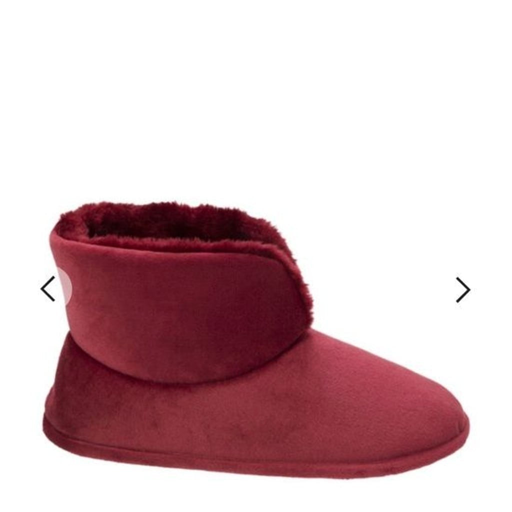 dearfoams Red Plush-Lined Slip-On Slippers Size L 9/10
