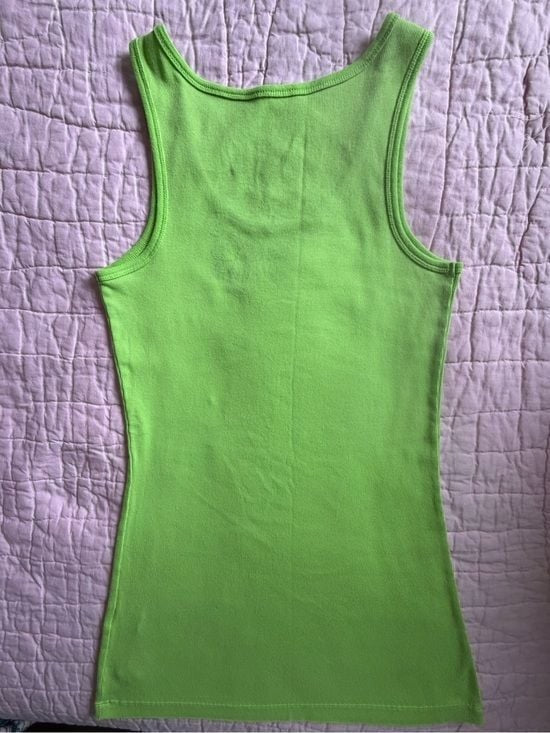 Taylor Swift Y2K Kirra PacSun Lime Green Ribbed Tank Top Floral Large Fits Small