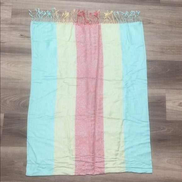 [JUST IN] Pashmire Multicolor Scarf Paisley 100% Silk Cashmere Scarf Wrap OS