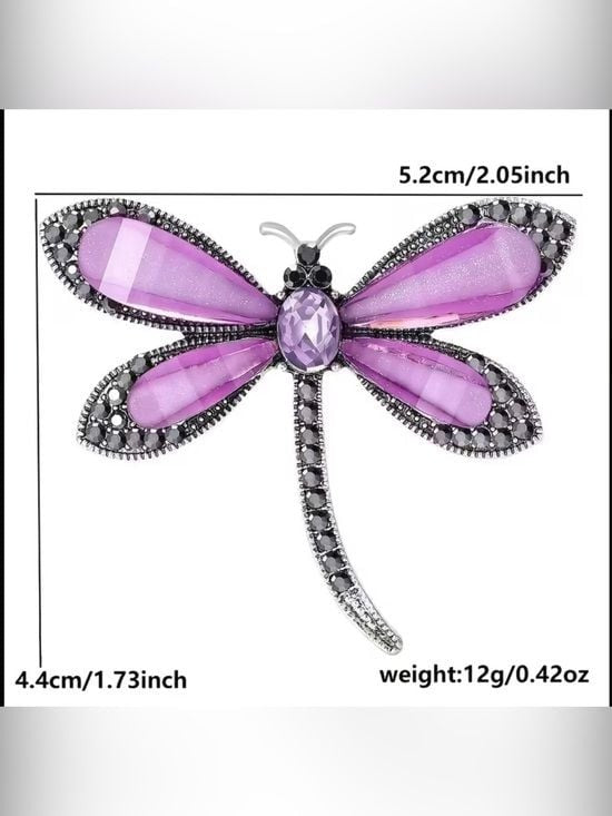 Elegant Pink Dragonfly Crystal Brooch - Women Jewelry