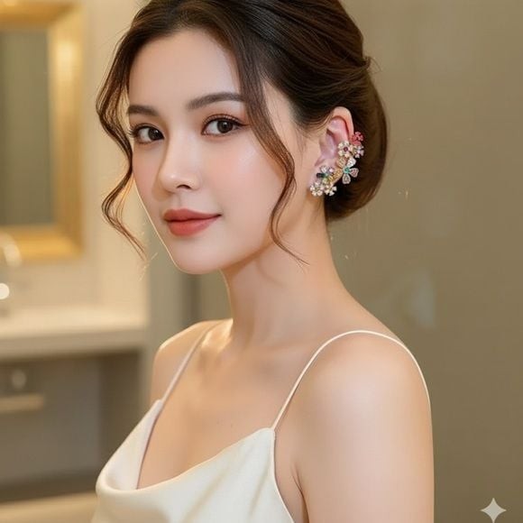 Last Chance! GORGEOUS! Sparkle Golden Floral Earrings