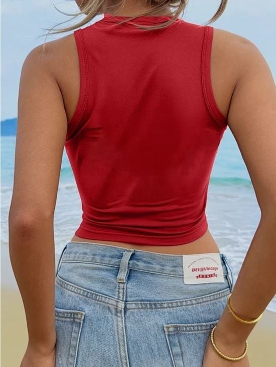 The Gangsta Red Graphic Crop Tank - Women Tees XL