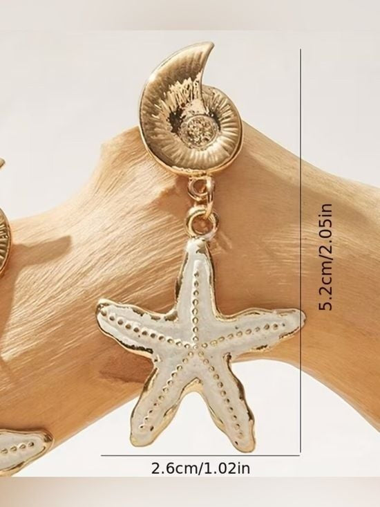 Gold Starfish Drop Earrings