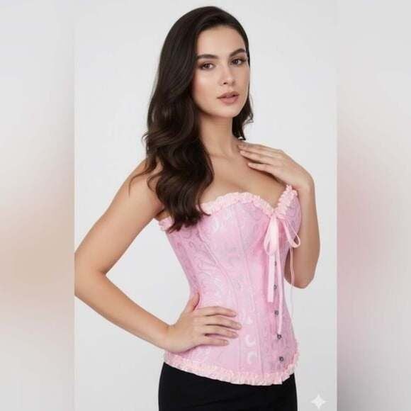 Stunning Pink Ruffle Corset - Waist Training & Shapewear Sz Small Adjustable