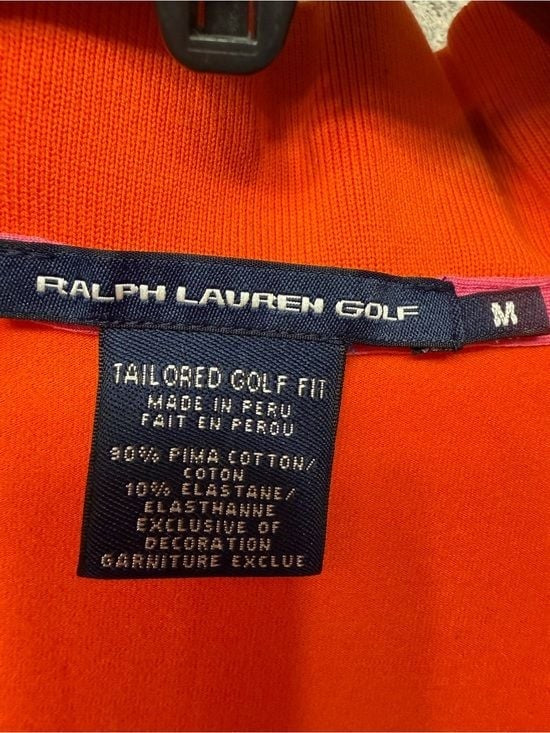 Stretch Cotton Short Sleeve Ralph Lauren Golf Orange Half Zip Polo Shirt Medium