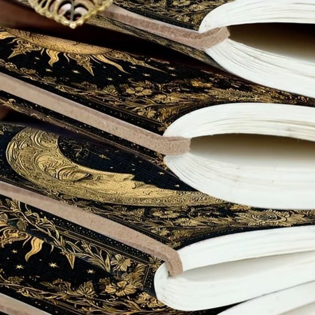 Celestial Moon Embossed Journal - Black & Gold