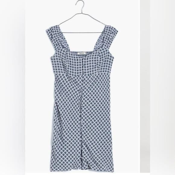 MADEWELL Navy and White Patterned Mini Dress Sz 6