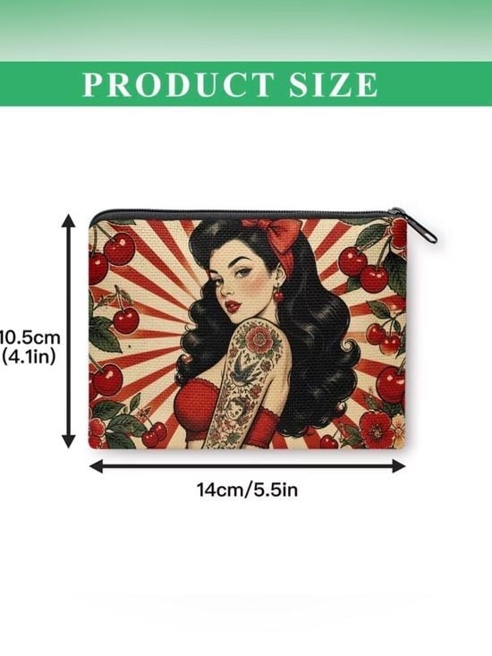 Retro Cherry Pin-Up Cosmetic Bag in Red