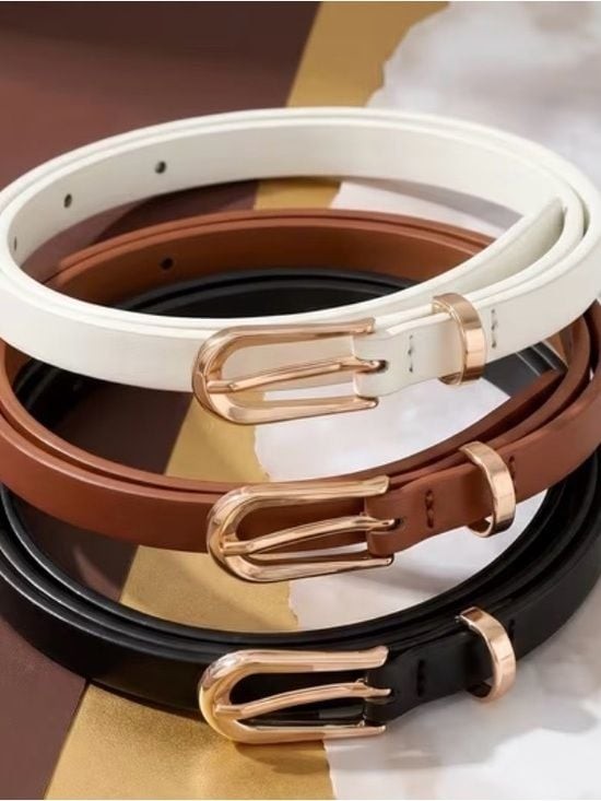 1 x Leather Waist Belt with Oval Buckle in Brown