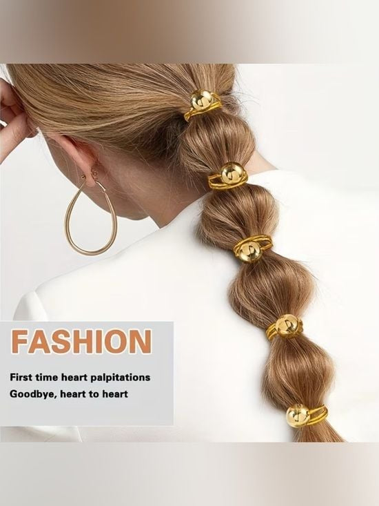 Gold Bubble Ponytail Rings - Women's Hair Accessories