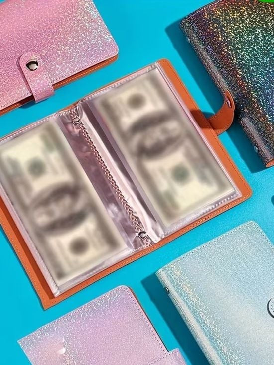 Glitter Rainbow Card Organizer Wallet - Savings Book