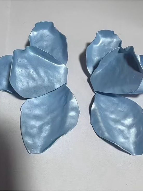 Sculpted Petal Drop Earrings in Pale Blue