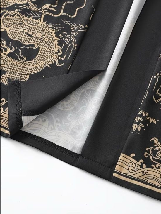 Black Dragon Printed Kimono Jacket Medium
