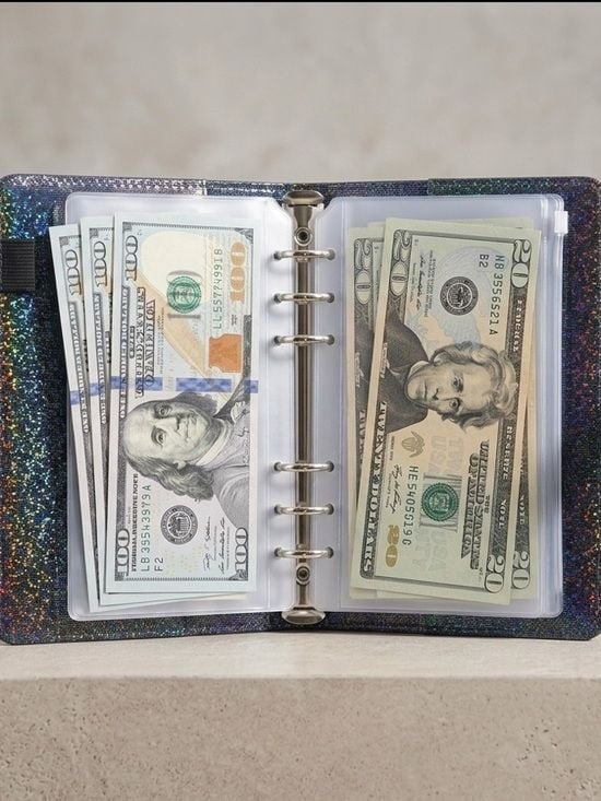 Glitter Rainbow Card Organizer Wallet - Savings Book