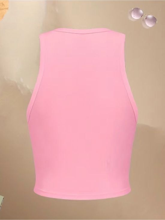 The Gangsta Print Modern Pink Graphic Crop Tank Top Small