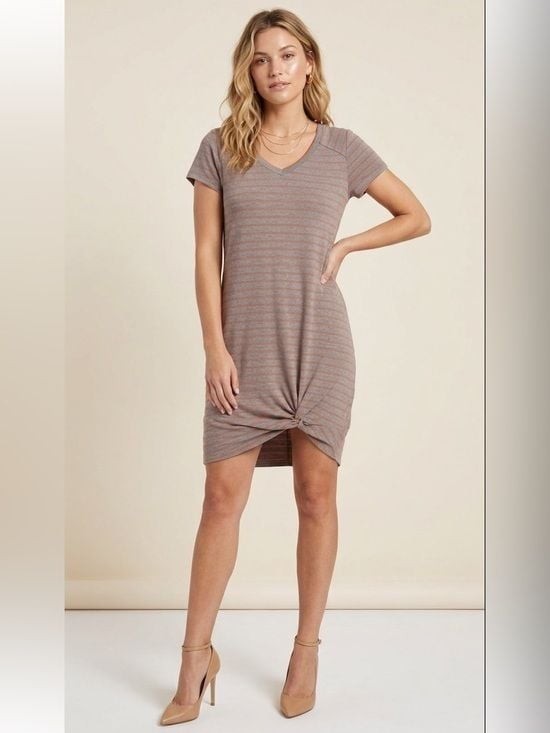 Cotton Casual Striped Mini Drea Sz M Grey Orange Stripes
