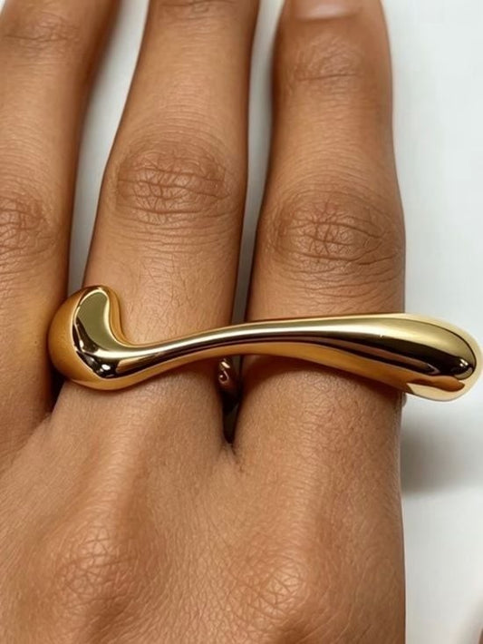 Gold-Tone Abstract Liquid Design Statement Ring