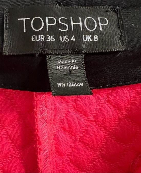 Topshop Pink Quilted Shorts Size 4 High-Waisted Textured Mini Preppy