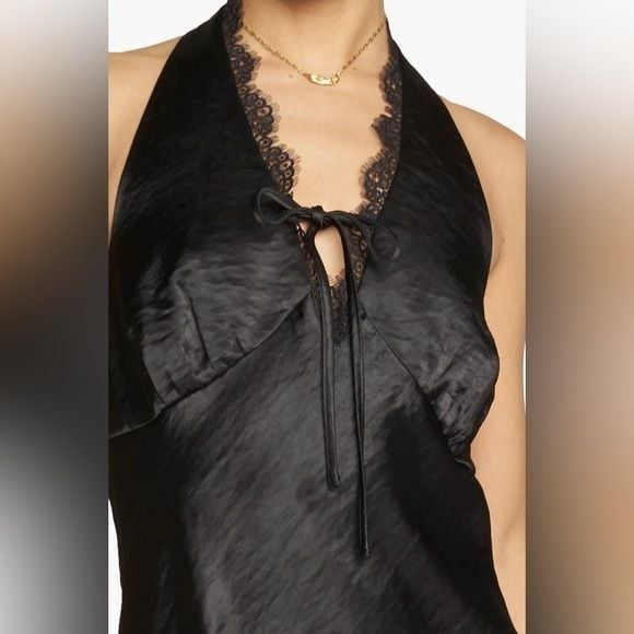 NWT Know One Cares Elegant Black Halter Satin Mini Dress Small