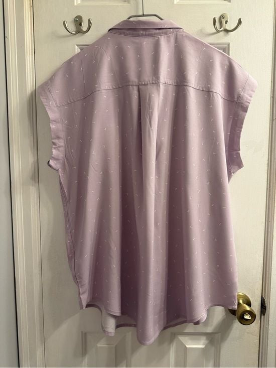 JACHS Girlfriend XL Lavender Cap Sleeve Button-Front Blouse