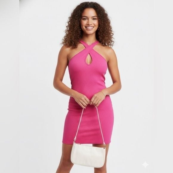 HOST PICK Wild Fable Ribbed Pink Neck Dress Small