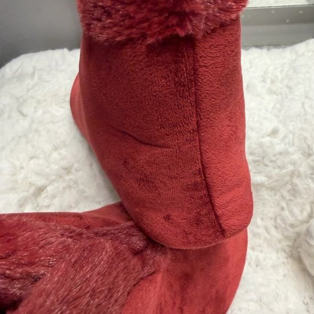 dearfoams Red Plush-Lined Slip-On Slippers Size L 9/10