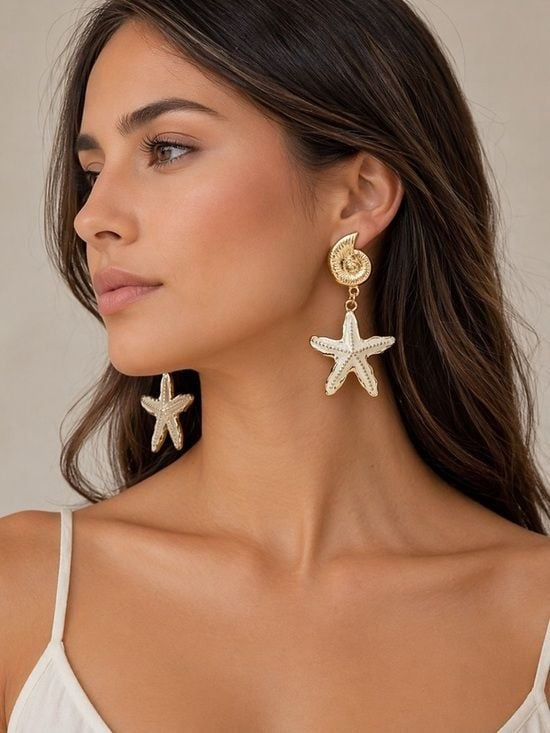 Gold Starfish Drop Earrings