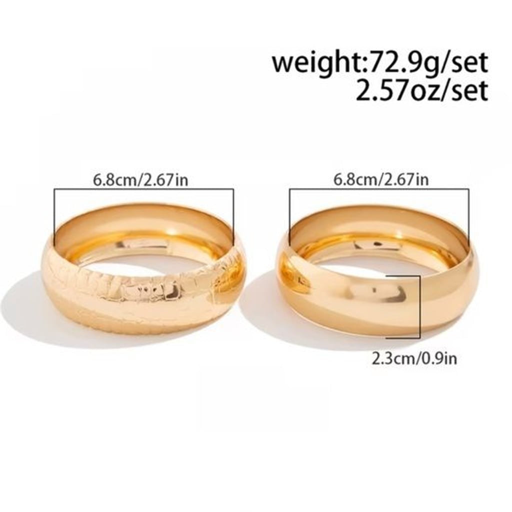 [JUST IN] Sculpted Gold Double Bangle Duo | Polished & Hammered Finish