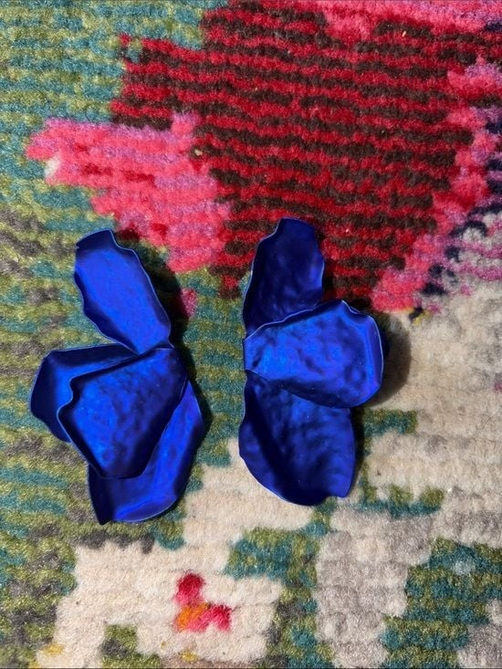 Scarlet Elias Statement Blue Petal Earrings - Vibrant Lightweight Floral Drop