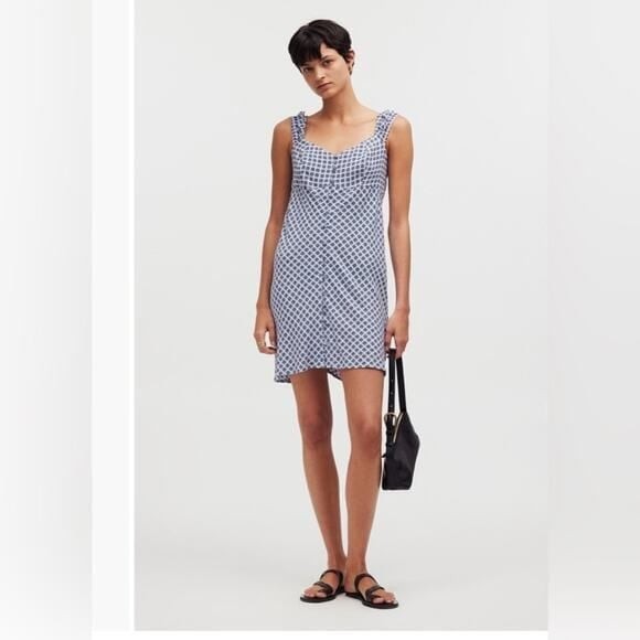 MADEWELL Navy and White Patterned Mini Dress Sz 6