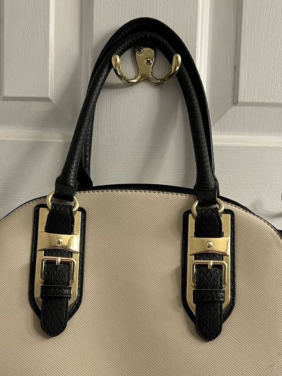 Apt. 9 Beige Tote with Black Snake-Print Trim