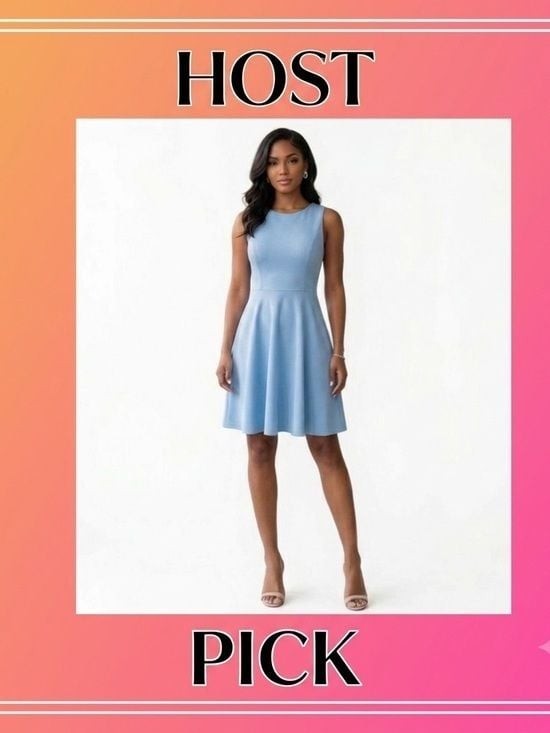 HOST PICK NEW YORK & CO Baby Blue Skater Dress Pockets Fit & Flare Medium