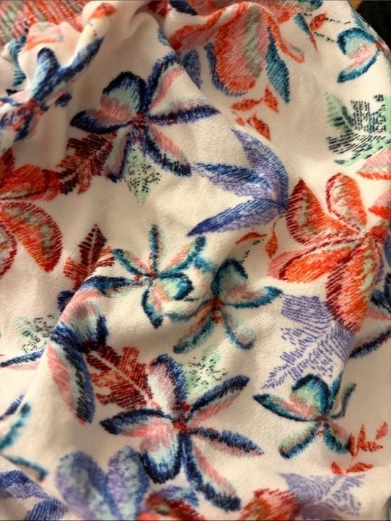 Girls Floral High-Low One-Piece Dress in White with Pink & Blue Flowers