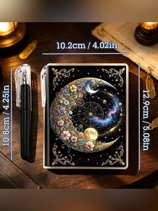 Moon Charm Design Notebook Journal Hardcover – Multicolor