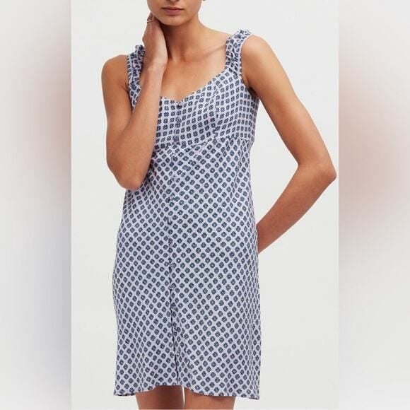 MADEWELL Navy and White Patterned Mini Dress Sz 6