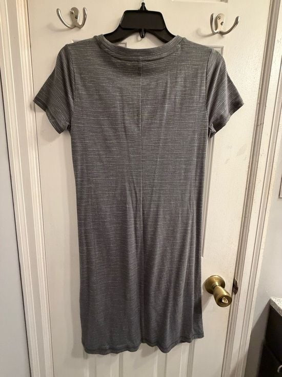 Talbots Charcoal Gray Short Sleeve Tie-Front Mini Dress