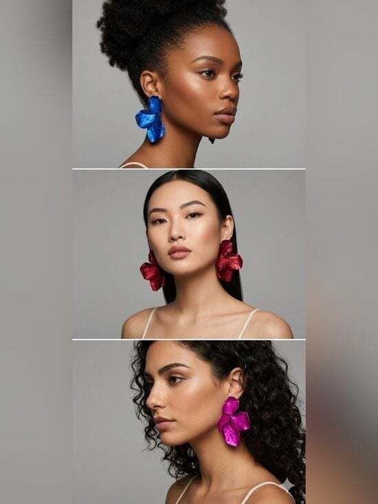 Scarlet Elias Statement Blue Petal Earrings - Vibrant Lightweight Floral Drop