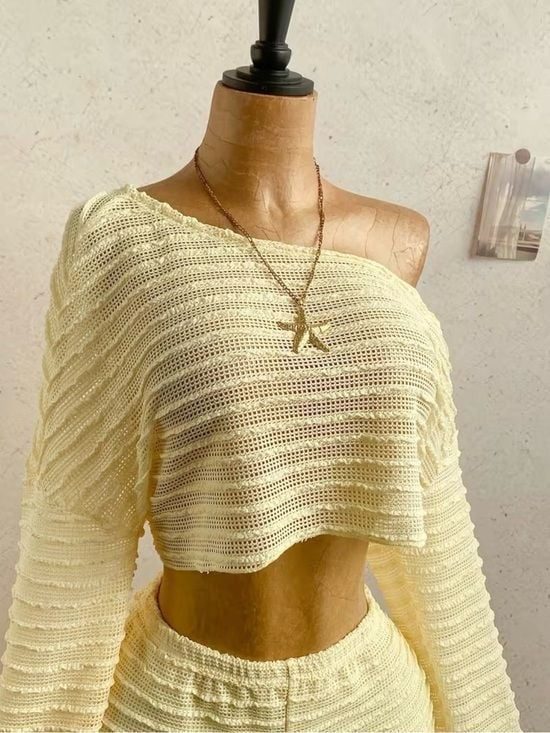 Light Yellow Knit Lounge Shorts - Soft Summer Women Shorts Top Set Medium