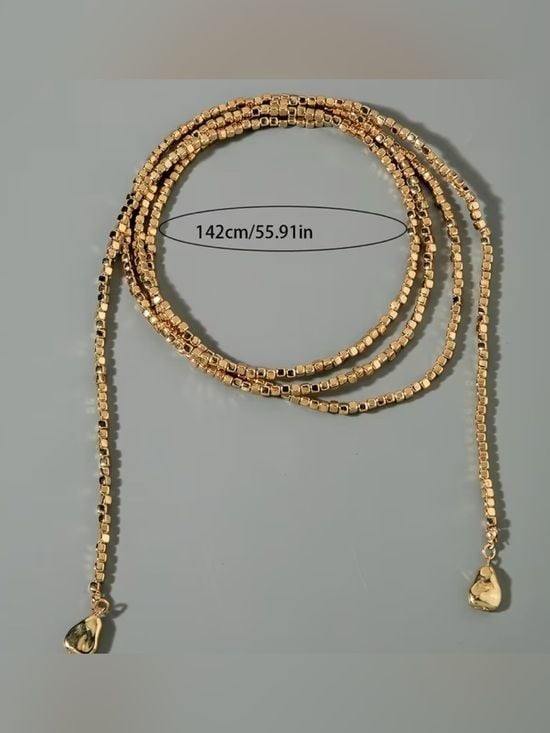 Layered Gold Lariat Choker Necklace