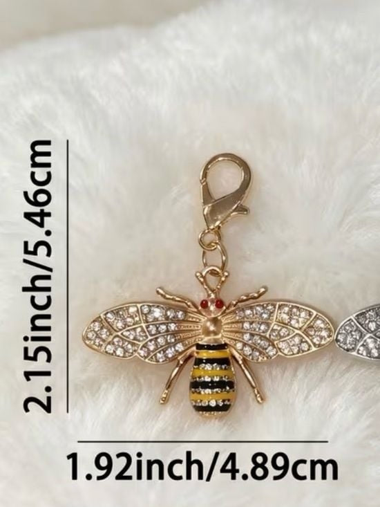 Key & Card Holder with Gold Bee Charm by